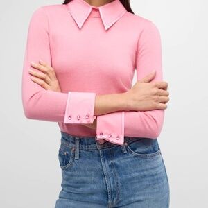 Alice + Olivia Porla Collared Sweater Pink
